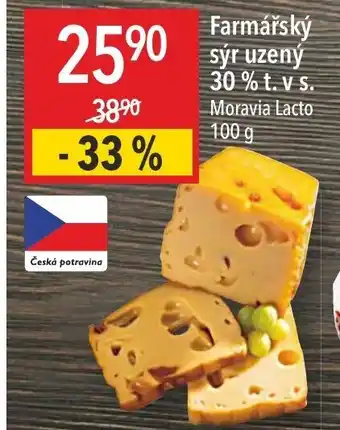 Globus Farmářský sýr uzený 30% t. v s. Moravia Lacto 100 g nabídka