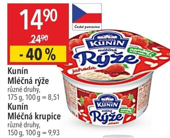 Globus Kunín Mléčná rýže nabídka