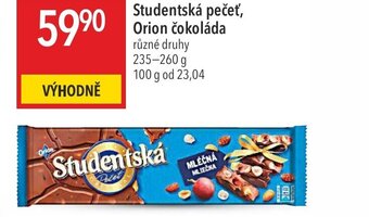 Globus Studentská pečeť, Orion čokoláda různé druhy nabídka