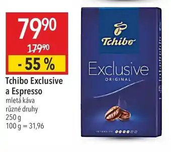 Globus Tchibo Exclusive a Espresso mletá káva nabídka