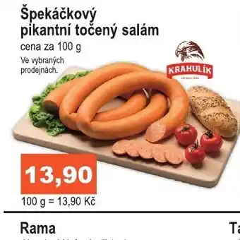 COOP DISKONT Špekáčkový pikantní točený salám nabídka