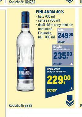 Makro Finlandia vodka nabídka