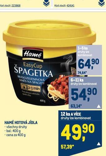Makro Hamé hotová jídla nabídka