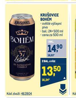 Makro Pivo krušovice bohém nabídka