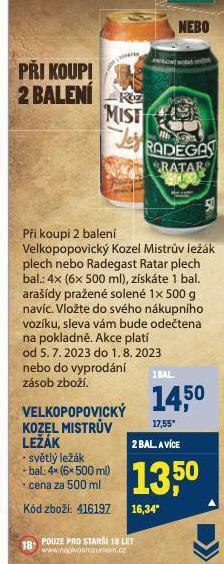 Makro Pivo velkopopovický kozel nabídka
