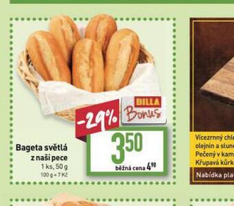 Billa Bageta světlá nabídka