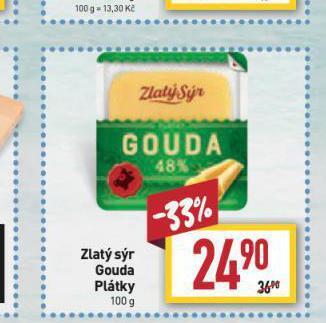 Billa Zlatý sýr gouda plátky nabídka