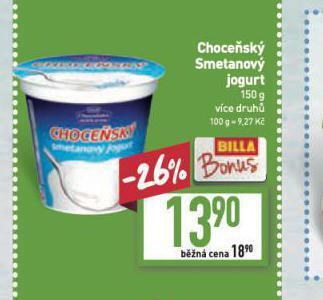 Billa Choceňský smetanový jogurt nabídka