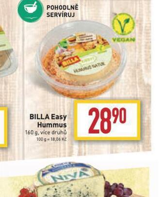 Billa Billa easy hummus nabídka