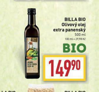 Billa Billa bio olivový olej extra panenský nabídka