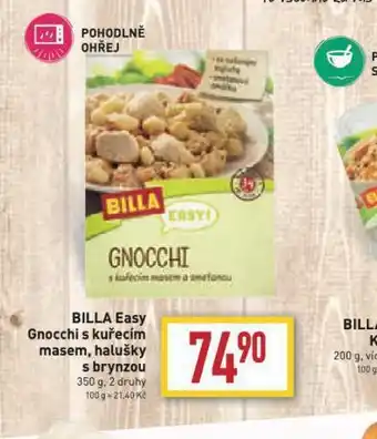 Billa Billa easy gnocchi s kuřecím masem, halušky s bryndzou nabídka