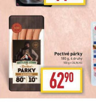 Billa Poctivé párky nabídka