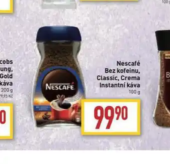 Billa Nescafé bez kofeinu, classic, crema instantní káva nabídka