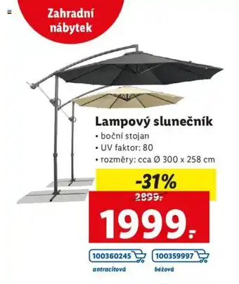 Lidl Lampový slunečník nabídka