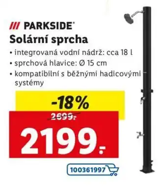 Lidl III PARKSIDE Solární sprcha nabídka