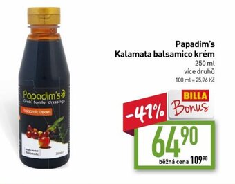 Billa Papadim's Kalamata balsamico krém nabídka