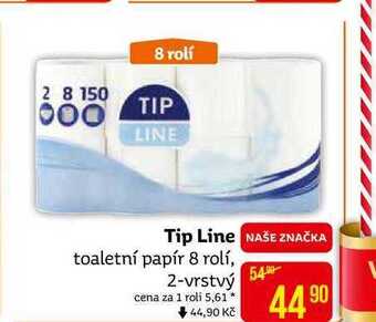 Teta Tip line toaletní papír 8 rolí, 2-vrstvý nabídka