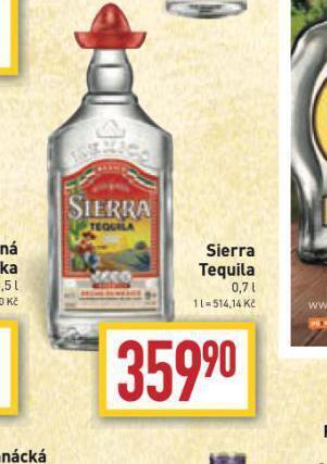 Billa Sierra tequila nabídka