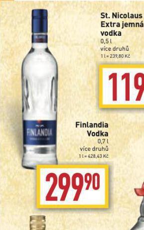 Billa Finlandia vodka nabídka