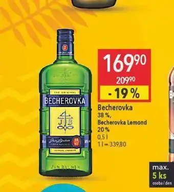 Globus Becherovka, becherovka lemond nabídka