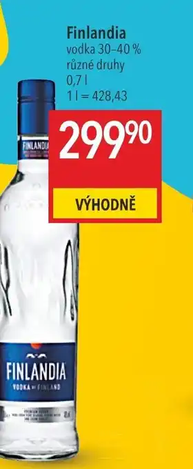 Globus Finlandia vodka 30-40% různé druhy nabídka