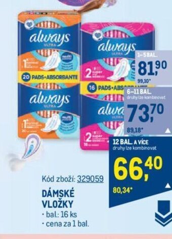 Makro DÁMSKÉ VLOŽKY nabídka