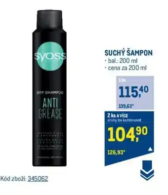 Makro SUCHÝ ŠAMPON nabídka