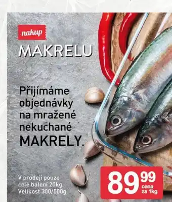 Přijímáme objednávky na mražené nekuchané MAKRELY.
