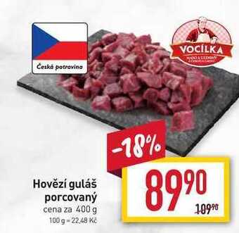 Billa Hovězí guláš porcovaný cena za 400 g nabídka