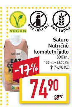 Billa Saturo nutričně kompletní jídlo 330 ml nabídka