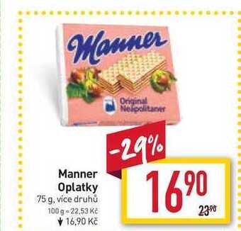 Billa Manner oplatky 75 g nabídka