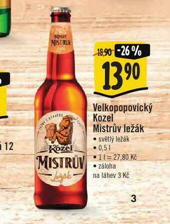 Jip Pivo velkopopovický kozel mistrův ležák nabídka