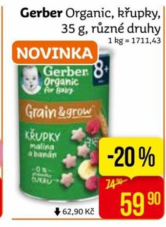Teta Gerber Organic, křupky, nabídka