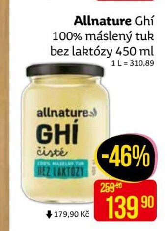 Teta Allnature Ghí 100% máslený tuk bez laktózy 450 ml nabídka