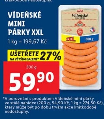 Lidl VÍDEŇSKÉ MINI PÁRKY XXL nabídka