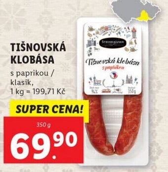 Lidl TIŠNOVSKÁ KLOBÁSA nabídka