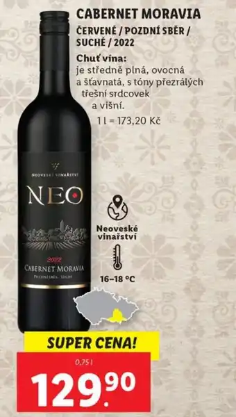 CABERNET MORAVIA ČERVENÉ / POZDNÍ SBĚR / SUCHÉ / 2022