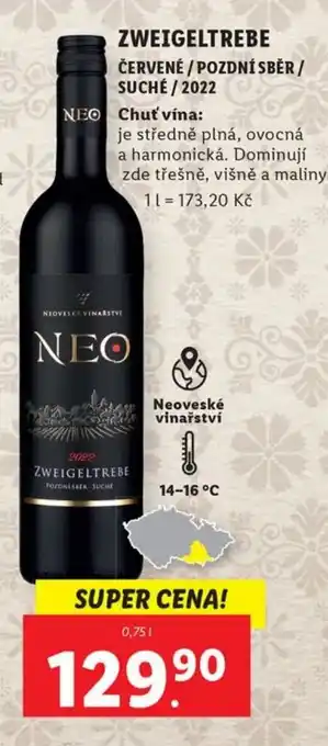 Lidl ZWEIGELTREBE ČERVENÉ/POZDNÍ SBĚR / SUCHÉ / 2022 nabídka