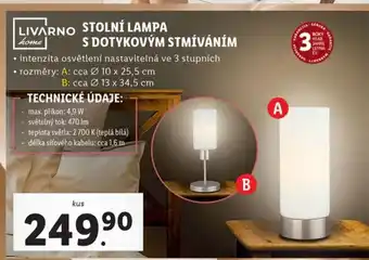Lidl LIVARNO STOLNÍ LAMPA S DOTYKOVÝM STMÍVÁNÍM nabídka