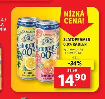 Lidl Zlatopramen radler nabídka