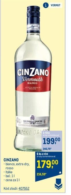 Makro CINZANO nabídka