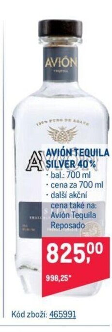 Makro AVIÓN TEQUILA SILVER 40% nabídka