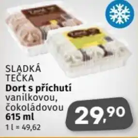 Coop SLADKÁ TEČKA Dort s příchutí vanilkovou, čokoládovou 615 ml nabídka