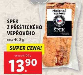 Lidl Špek z přeštického vepřového, cena za 100 g nabídka