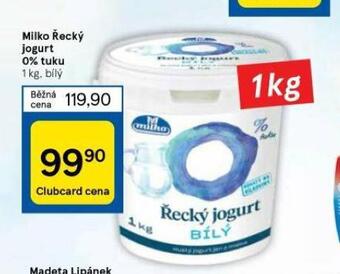Tesco Milko řecký jogurt 0% tuku nabídka