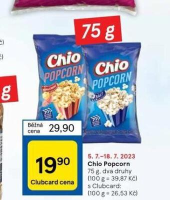 Tesco Chio popcorn nabídka
