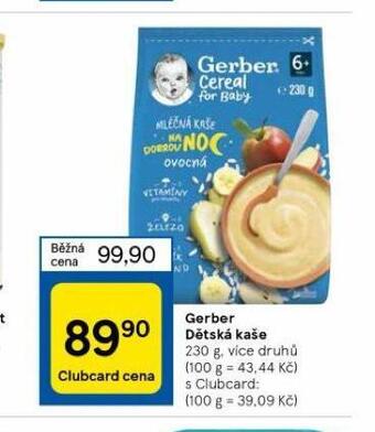 Tesco Gerber dětská kaše nabídka