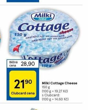 Tesco Milki cottage cheese nabídka
