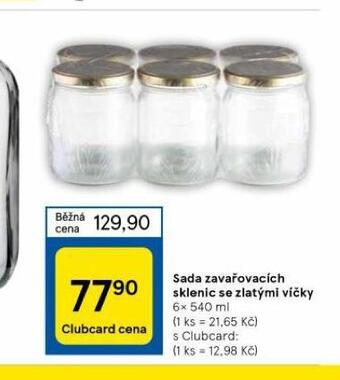 Tesco Sada zavařovacích sklenic se zlatými víčky nabídka