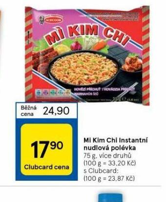 Tesco Mi kim chi instantní nudlová polévka nabídka